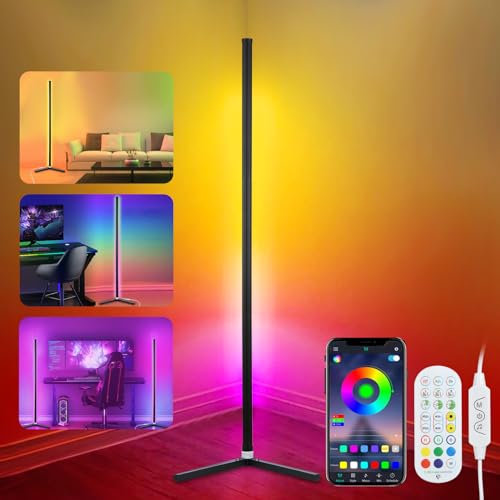 Neoglint Stehlampe Wohnzimmer, RGB stehlampe dimmbar,16 Millionen Farben,mit Fernbedienung, App-Steuerung,Musiksynchronisierung,Timing/DIY-Modus, Geeignet für Wohnzimmer, Spielzimmer, Schlafzimmer