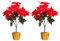 Fofetbfo 2 Stück 45 cm rote Weihnachtsstern-Pflanze, künstliche Weihnachtssterne im goldenen Topf, Seiden-Glitzer-Weihnachtsstern, Blumenstrauß für Weihnachten, Urlaub, Tischdekoration