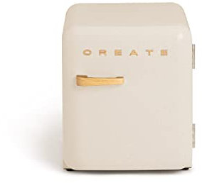 CREATE / RETRO FRIDGE 50 WOOD/Frigorífico blanco roto maneta madera / 85W, minibar, un estante, diseño retro, 50 cm, dos repisas, capacidad de 48L, bajo consumo, 50x44x49,8 cm