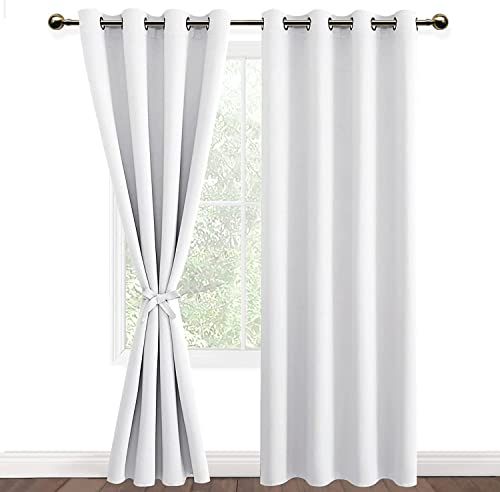 DWCN Vorhang Blickdicht Verdunkelungsgardinen mit Ösen 2 Stücke Thermogardine für Wohnzimmer, Weihnachtsvorhänge, Grau Weiß,215x140cm(HxB)