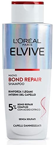 L'Oréal Paris Elvive Bond Repair Shampoo, Rafforzante, Per Capelli Danneggiati, Ricrea I Legami Interni Del Capello, Con Acido Citrico, 200 Ml
