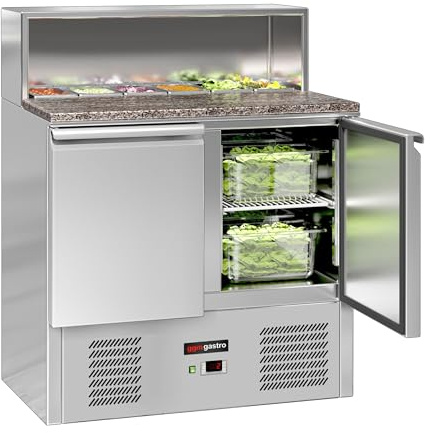GGM Gastro | SAG97GND#07 | Saladette ECO - 903mm - 2 Türen - mit Edelstahlaufsatz für 5x GN 1/6
