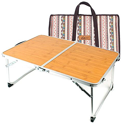 TAOZUYING Klappbarer Campingtisch Camping Klapptisch Leichter Strand Handtasche Aluminium Tisch mit Tragetasche Outdoor Reisen Bambus Laptop Schreibtisch Picknicktisch Marriage