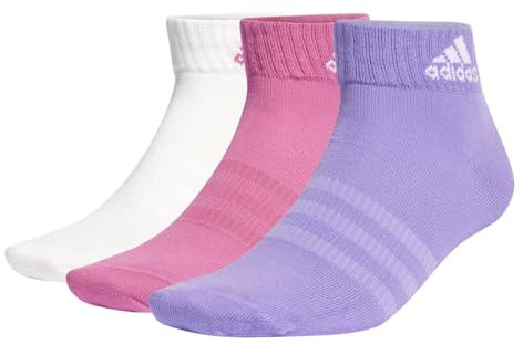 adidas Thin and Light Ankle Socks 3 Pairs, Calzini alla Caviglia Unisex - Adulto, Preloved Fuchsia/White/Violet Fusion, 45-48