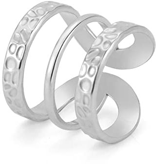 TEAMER Einstellbare Geometrische Offene Finger Ringe Buchstabe H Form Ring Edelstahl Punk Party Schmuck für Frauen (Stil 1 -Silber)