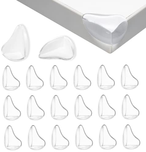 BillyBath Protections Coin de Table pour Bébé, 20PCS Protections d'angle pour Meuble Sécurité Enfant pour Bureau, Berceau, Cheminée, Table, Coins & Bords Molles + sans Danger Rondes, Transparent