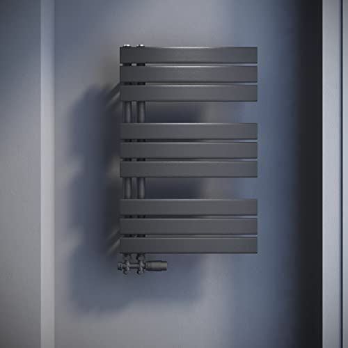 SONNI Badheizkörper Flach Handtuchtrockner 762 x 500 mm Anthrazit Handtuchwärmer Seitenanschluss Panel Handtuchheizkörper