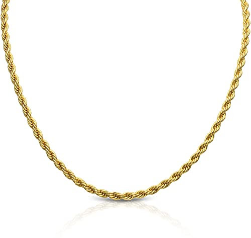 Endlessly Collection 22 Karat vergoldete Halskette für Damen, Barcelona-Halskette, gedrehte Kette, 50,8 cm – 53,3 cm, konvertierbare Größe, modische Halskette für Damen, 22 Karat vergoldet, Kein