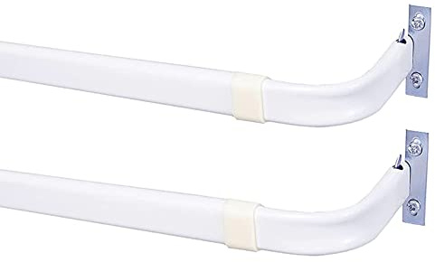 Blu-Pier Tech Heavy Duty Single Rod,Lock Seam Curtain Rod 28 to 48-Inch Adjustable Width, 2 1/2-Inch Projection,Hardware Included,White(Pack of 2)