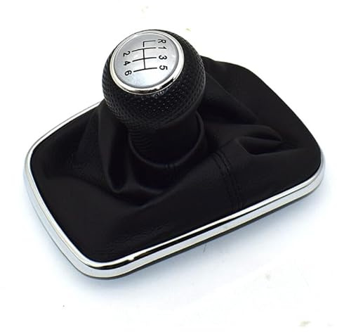 Inovey 5/6 Gang 23Mm Schaltknauf Hebel Schalthebelmanschette Kompatibel Mit Vw Golf 4 Iv Mk4 GTI R32 Jetta 1999-2004 -Silber -6-Gang