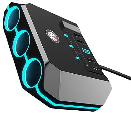 WNDUOKXH Dreifachsteckdose, Autoladegerät, Adapter, Telefonerkennung, breite Spannungskompatibilität, Sicherung, Ersatz, breite Spannung möglich