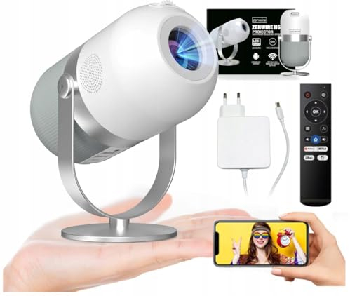 Zenwire H6 Mini Beamer Projektor Tragbarer Projektor 360 Android 9.0 WiFi Miracast Aircast Full HD Movie Screener Kompatibel mit Android IOS Windows für Telefone/PC/PS5/Xbox/HDMI/4K-Heimkino