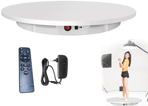 Hydravex Piatto Girevole Elettrico per Fotografia, Espositore con Rotazione Automatica A 360° con Controllo Remoto, Carico 100Kg, Piattaforma Girevole Automatica 42Cm/60Cm,White-60CM
