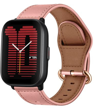 MiRowy Bracelet Montre en Cuir pour Amazfit Active 2/Amazfit Active/Amazfit GTR Mini/GTS 4/GTS 4 Mini, Bracelet de Remplacement Bracelet pour Amazfit GTS 3/GTS 2 Mini/GTS 2/Bip 3/Bip 3 Pro - Rose