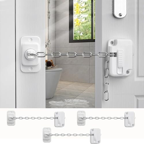 Kiwinvou 3P White Window Locks, Window Restrictor Pet Child Safety Locks Self Adhesive Adjustable No Drilling for Metal, Wooden, Enhanced Home Safety and Child Protection
