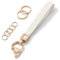 AOKSUNOVA Schlüsselanhänger Leder, Auto Schlüsselanhänger Glitzer Keychain mit 5 Schlüsselring und Anti-Lost D Ring,Geschenk für Damen oder Männer(Weiß)