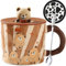 Disoza Tazza Orso Coperchio Tazza Orso 420ml Tazza Caffè Regalo Orso Tazza Da Tè In Ceramica Con Cucchiaio e Sottobicchiere Tazza Da Tè Caffè Natale Regalo Di Compleanno Per Donna Fidanzata