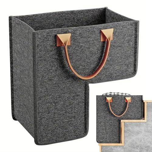 Faltbarer Treppenkorb | L-förmiger Treppenkorb Organizer | Treppenkörbe Aus Filz Mit Ledergriffen | Treppen Aufbewahrungskorb | Mehrzweck Treppen Organizer | Treppen Wäschekörbe
