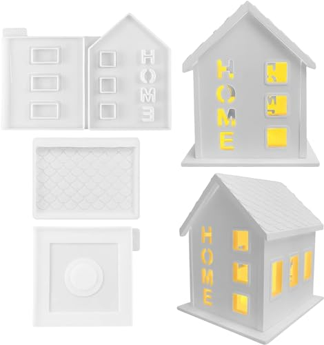 Silikonform Haus, Silikonformen Gießformen Gips Zum Basteln Häuser, 3d Silikonform Alphabete HOME Kerzenhalter, Silikon Gießform Geschenke (Haus-HOME)
