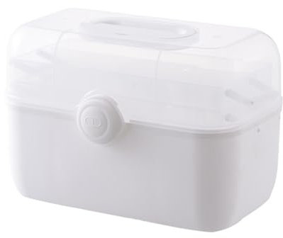 WJUHYGTF Medizinische Aufbewahrungsbox Für Zu Hause, Transparente Erste-Hilfe-Box Multifunktions-Medizinkoffer Mit Tragegriff Für Arzneimittel Und Kosmetik,Weiß,33.5cm