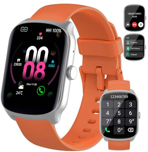 Smart Watch for Men Women, 1.95 Curved Screen Smartwatch with Heart Rate Sleep Monitor, Fitness Watch with 110+ Sports Modes, IP68 Waterproof Fitness Tracker for iOS/Android, Bright Orange