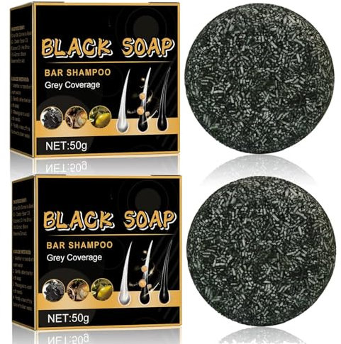 Black Hair Darkening Shampoo Bars ，Gray Reverse for Men, Root Coverage, and Mane Darkening， Care Clean Scalp Supple and Strong Shampoo Soap 2pcs (2PCS)