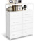 MYGIIVOVO Commode pour chambre à coucher avec 8 tiroirs en tissu, grande unité de rangement avec étagères à 2 couches, meuble TV avec dessus en bois et cadre en métal robuste (blanc)