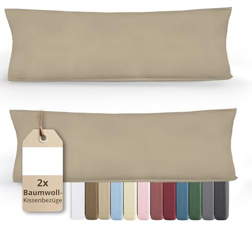 Greenline Kissenbezug Premium Jersey aus 100% Baumwolle Creme Champagner Doppelpack (2X) 40 x 145 cm Kissenhülle Kissenbezüge