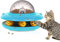 UFO Automatische Katze Langsame Feeder Interative Puzzle Spielzeug, 50g/1.76oz Katzenfutter Spender mit eingebauter wiederaufladbarer Batterie für kleine Haustiere Hund Indoor für Trockenfutter (Blau)