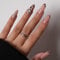 24PCS Leopard Print French Tip Press on Nails – Medium Length Almond Shape Stick On Fake Nails, Durable Natural Acrylic Nails for Women, Easy to Apply & Remove