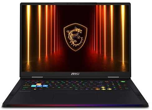 msi Raider A18 HX 18” 120Hz UHD+ Gaming Laptop: AMD Ryzen 9-9955HX3D, NVIDIA Geforce RTX 5090, 64GB DDR5, 2TB NVMe SSD, Type C, Wi-Fi 7, Win 11 Pro: Black A9WJG-052US
