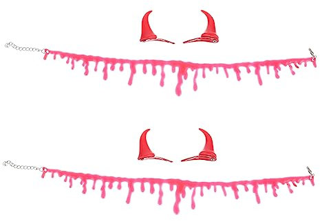 FRCOLOR 2sätze Teufelshörner Haarschmuck Und Halskette Für Halloween Teiliges Mit Haarspangen Und Einzigartiger Kette Für Erwachsene Für Kostümparty Und Cosplay