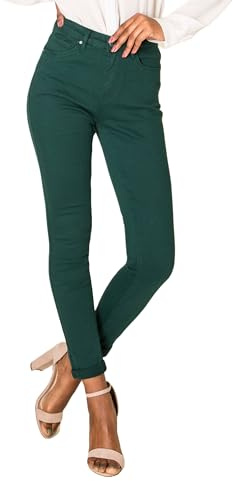 Nina Carter P109 Women's Skinny Fit Jeans, High Waist Slim Trousers, Figure-Hugging Stretch Jeans, Fir Green (P056-9), M