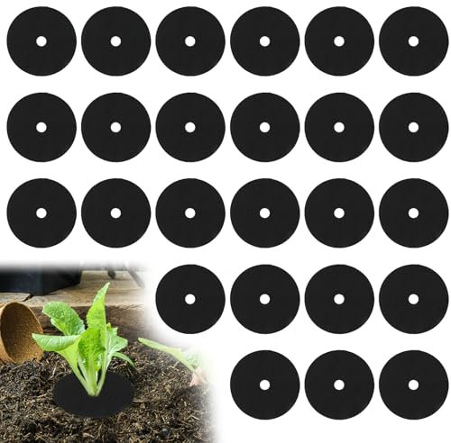 Strawberry Plant Protector Collars Round Mulch Ring for Plants Slug Deterrent Garden Protection Mat Barrier Collar Rings for Control Weeds Root Deters Slug & Snail Fly & Nematode (15cm Black-25pcs)