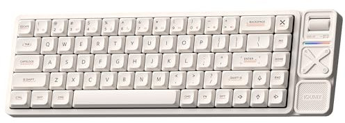 IQUNIX Magi65 Pro Low Profile Mechanical Keyboard, 65% Full Aluminum Case Wireless Keyboard with Volume Knob, Media Control, 2.4G Receiver, Bluetooth and Wired Connection for Mac/Windows (Ochre White)