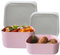CHICHOUSE Set 2 contenitori alimenti plastica forte con coperchio,per cucina, freezer, microonde, lavastoviglie, portapranzo, portamerenda, riutilizzabili. (ROSA PASTELLO, 500+700ml)