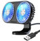 Ventilateur de Voiture, 360° Rotative Double Ventilateur USB, Sortie d'air Multifonction et Base Pivotante,3 Vitesses Réglables pour Voiture,Camping-car,Maison,Bureau