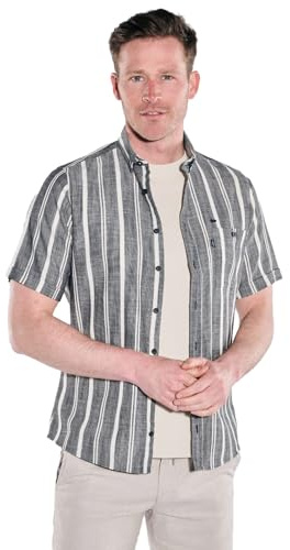 engbers Herren Herren Kurzarm-Hemd gestreift, Schwarz, 38513, Schwarz in Größe 3XL