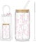 saerryor Glass Tumbler with Straw and Lid for Women Girls,16 oz Pink Flower Bow Glass Drinking Cup for Iced Coffee Bubble Tea Water, Gift for Mum Wife Daughter Girlfriend Sisters Friends