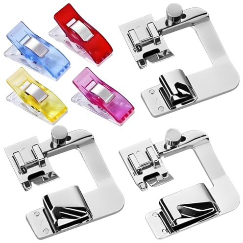 Set di piedini per orlo arrotolato largo, 3 misure, 1/2 pollice, 3/4 pollice, 1 pollice, per accessori per macchine da cucire Brother, Singer e altri adattatori per gambo basso pressatore piedi