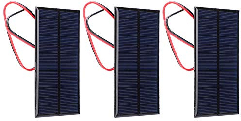Srliya 3pcs DC 6V 1W Panneau Solaire Cellulaire Module d'alimentation en Silicium Polycristallin Panneau Solaire avec 30cm Câble