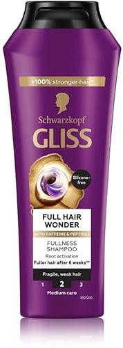 Schwarzkopf GLISS, Full Hair Wonder Hair Shampoo, 250 ml, Pack of 3
