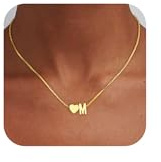 SLOONG Einschulung Geschenk - Herz Kette mit Buchstaben für Frauen Mädchen | Wasserfest Kette mit Buchstaben Hypoallergen Herz Halskette Geburtstagsgeschenk Geschenke für Frauen Mädchen Kinder Schmuck