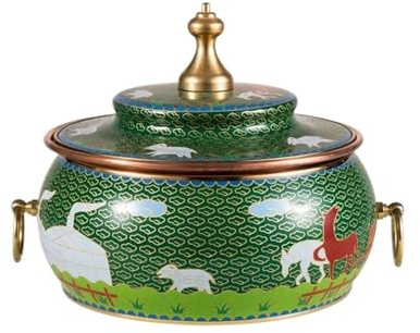 GTGXZX Cooking Pot Shabu Pot Vintage Chinese Copper Hot Pot Household Shabu Electric Induction Kitchen Dish(Grün)