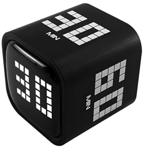 QUMOX Minuteur numérique, Rechargeable, Z1 Noir | Il suffit de retourner le cube pour démarrer instantanément le chronométrage de 5, 10, 30 ou 60 minutes.