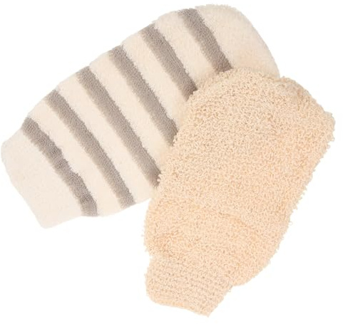 TOGEVAL Badehandschuh aus Leinen 2 Stück Weich und Wiederverwendbar Peelinghandschuhe für Schönheit Modernes Design für Dusche und Bad