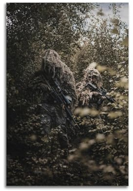 OKNGB Ghillie Suits Militär-Poster, Motiv: Sniper Scouts, dekoratives Gemälde, Leinwand, Wandposter und Kunstdruck, moderne Familienschlafzimmer-Dekoration, Poster, 40 x 60 cm