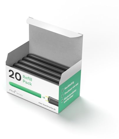 Pica Visor 20er Nachfüllpack Schwarz I Gelminen für Whiteboards und Glas | 20 schwarze Gelminen I trocknet nie aus I rückstandslos entfernbar I nachhaltig I für Whiteboards, Schultafeln und Glas