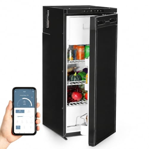 Kompressor Kühlbox 90L, Zwei Temperaturzonen, Wohnmobil & Camping Kühlschrank mit LED, App-Steuerung, 12/24V/230V, tragbare Kühlbox Auto, Gefrierfach bis -20℃ Großem Fassungsvermögen für Auto, Boot