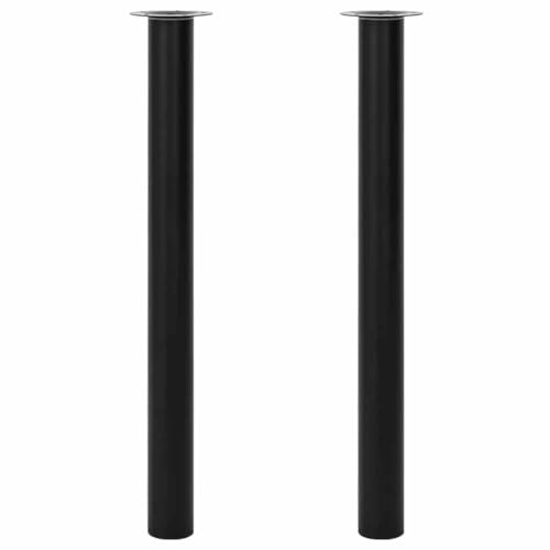 Mhdvray Lot de 2 Pieds de Table Télescopiques Noirs, Pied Réglable en Hauteur 710-1100 mm en Fer Robuste pour Plan de Travail, Table de Bar, Bureau et Îlot Central, Diamètre 60 mm